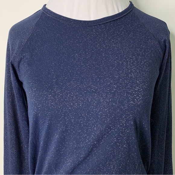 Athleta Women's Speedlight Glow Navy Sparkle Long Sleeve Top Size Small - Picture 2 of 11